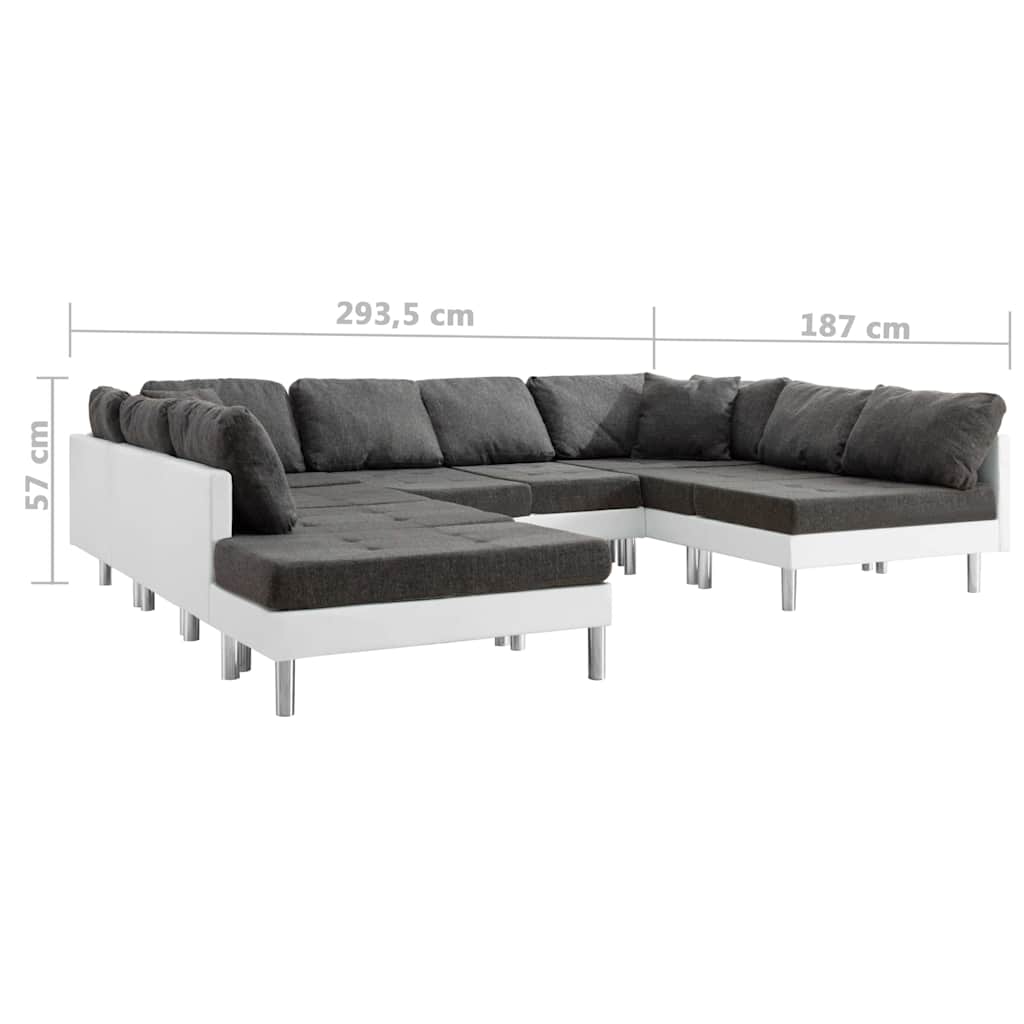 Sectional Sofa Faux Leather White