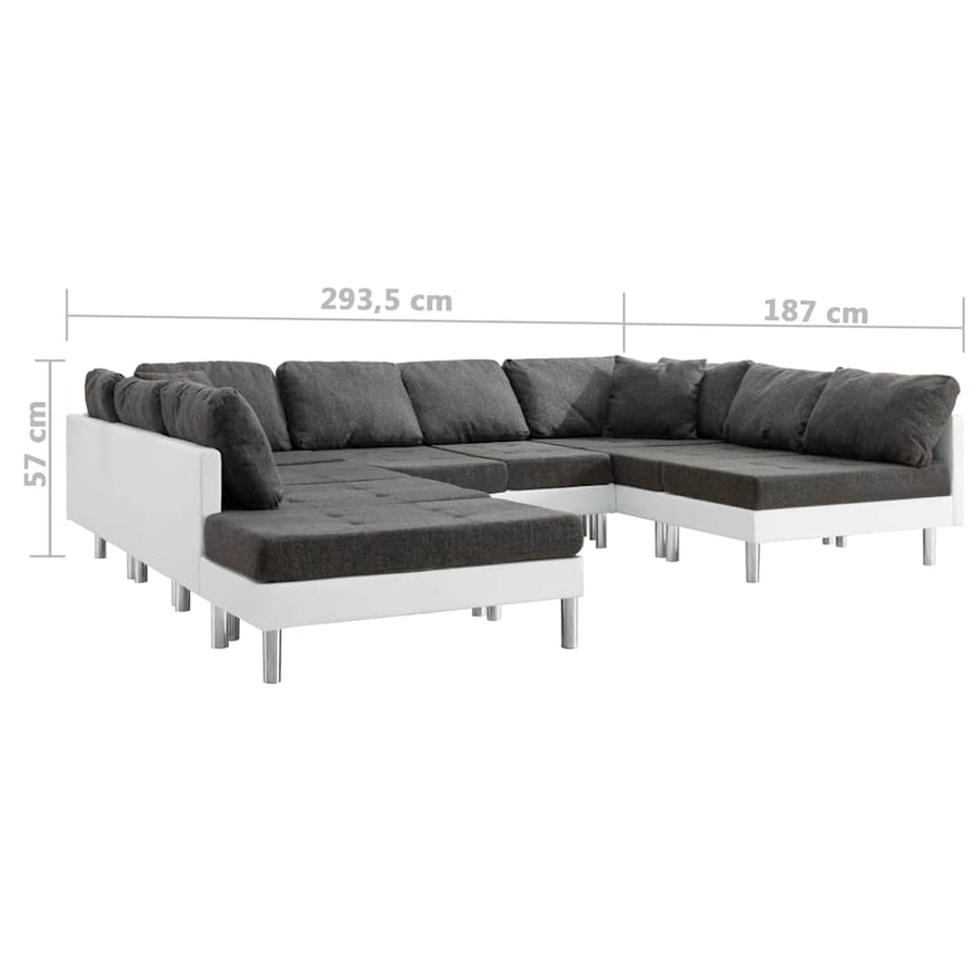 Sectional Sofa Faux Leather White