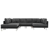 Sectional Sofa Faux Leather Black - Side View