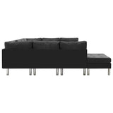Sectional Sofa Faux Leather Black