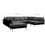 Sectional Sofa Faux Leather Black - Low Angle
