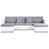 4-Seater Pull-out Sofa Bed Faux Leather White - Side View