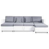 4-Seater Pull-out Sofa Bed Faux Leather White