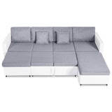 4-Seater Pull-out Sofa Bed Faux Leather White