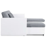 4-Seater Pull-out Sofa Bed Faux Leather White - Rear View