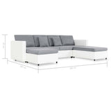 4-Seater Pull-out Sofa Bed Faux Leather White - Low Angle