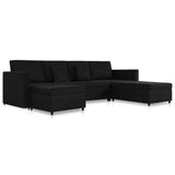 4-Seater Pull-out Sofa Bed Fabric Black - Front View