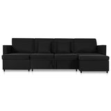4-Seater Pull-out Sofa Bed Fabric Black - Top-Down View