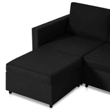 4-Seater Pull-out Sofa Bed Fabric Black - Rear View