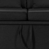 4-Seater Pull-out Sofa Bed Fabric Black - Close-Up Angle