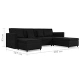4-Seater Pull-out Sofa Bed Fabric Black - Low Angle