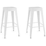 Bar Stools Stackable 2 pcs White Metal - Front View