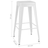 Bar Stools Stackable 2 pcs White Metal - Close-Up Angle