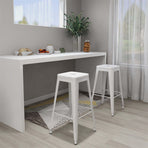 Bar Stools Stackable 2 pcs White Metal