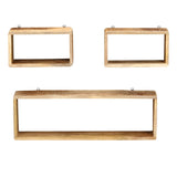 3 Piece Wall Cube Shelf Set Soild Mango Wood - Front View