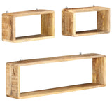 3 Piece Wall Cube Shelf Set Soild Mango Wood - Extra Image