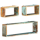 3 Piece Wall Cube Shelf Set Solid Reclaimed Wood