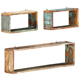 3 Piece Wall Cube Shelf Set Solid Reclaimed Wood - Low Angle