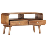 TV Cabinet 90x35x47 cm Solid Mango Wood - Front View