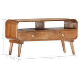 TV Cabinet 90x35x47 cm Solid Mango Wood - Rear View