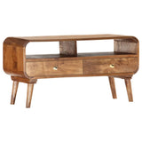 TV Cabinet 90x35x47 cm Solid Mango Wood - Close-Up Angle
