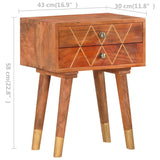 Bedside Cabinet 43x30x58 cm Solid Mango Wood - Low Angle