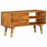 TV Cabinet 85x35x47 cm Solid Mango Wood - Rear View