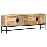 TV Cabinet 140x30x50 cm Solid Mango Wood - Close-Up Angle