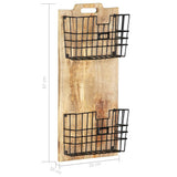 Wall-mounted Magazine Rack 33x10x67 cm Solid Rough Mango Wood - 45-Degree Angle