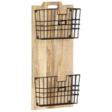 Wall-mounted Magazine Rack 33x10x67 cm Solid Rough Mango Wood - Rear View