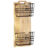 Wall-mounted Magazine Rack 33x10x67 cm Solid Rough Mango Wood - Close-Up Angle