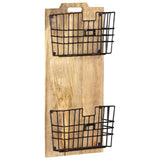 Wall-mounted Magazine Rack 33x10x67 cm Solid Rough Mango Wood - Low Angle