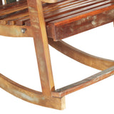 Garden Rocking Chair Solid Reclaimed Wood - Rear View