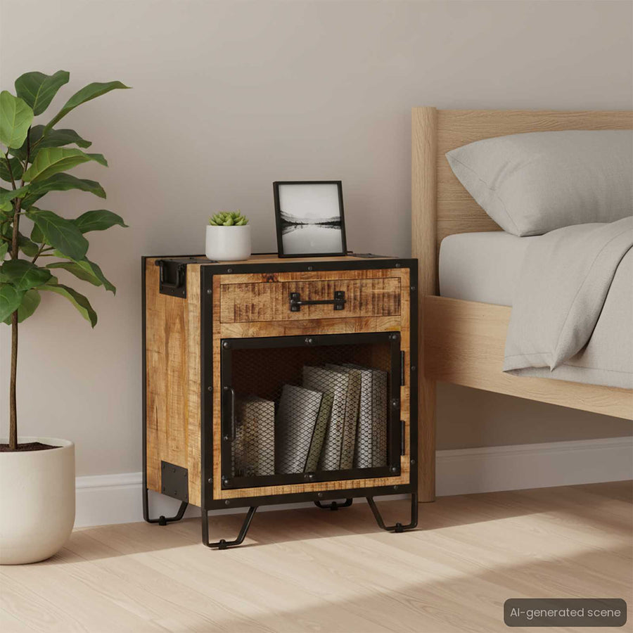 Bedside Cabinet 43x30x51 cm Solid Rough Mango Wood