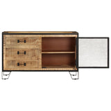 Sideboard 100x31x60 cm Solid Rough Mango Wood - Side View