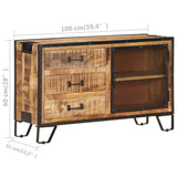 Sideboard 100x31x60 cm Solid Rough Mango Wood - Extra Image