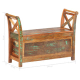 Hall Bench 103x33x72 cm Solid Reclaimed Wood - Close-Up Angle