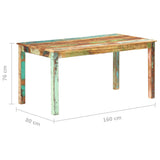 Dining Table Solid Reclaimed Wood 160x80x76 cm - Close-Up Angle