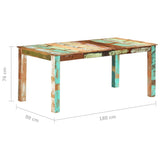 Dining Table Solid Reclaimed Wood 180x90x76 cm - Close-Up Angle