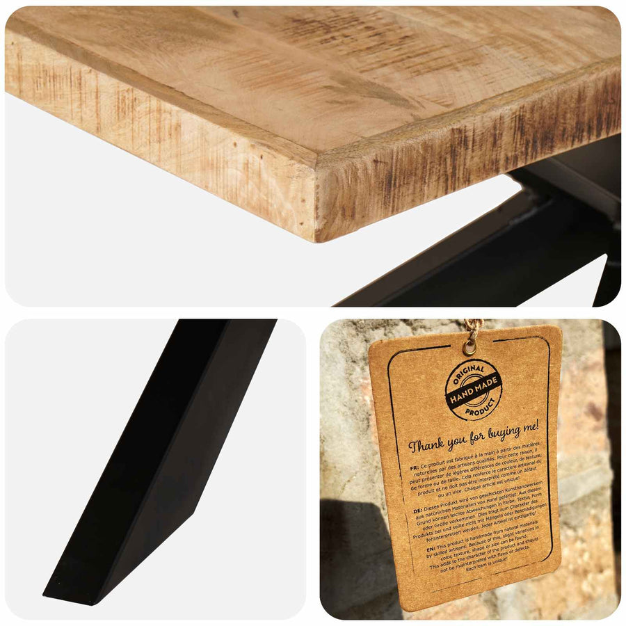 Dining Table 180x90x76 cm Solid Rough Mango Wood