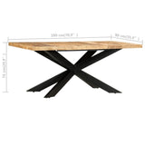 Dining Table 180x90x76 cm Solid Rough Mango Wood - 45-Degree Angle