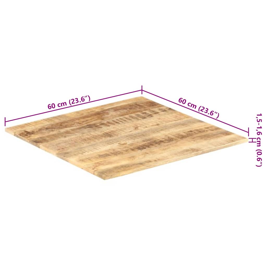 Table Top Solid Wood Mango 15-16 mm 60x60 cm