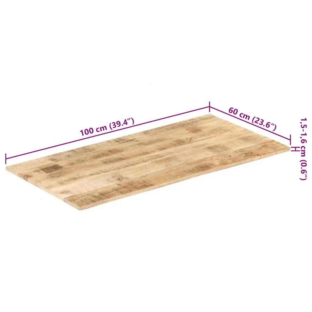 Table Top Solid Wood Mango 15-16 mm 100x60 cm