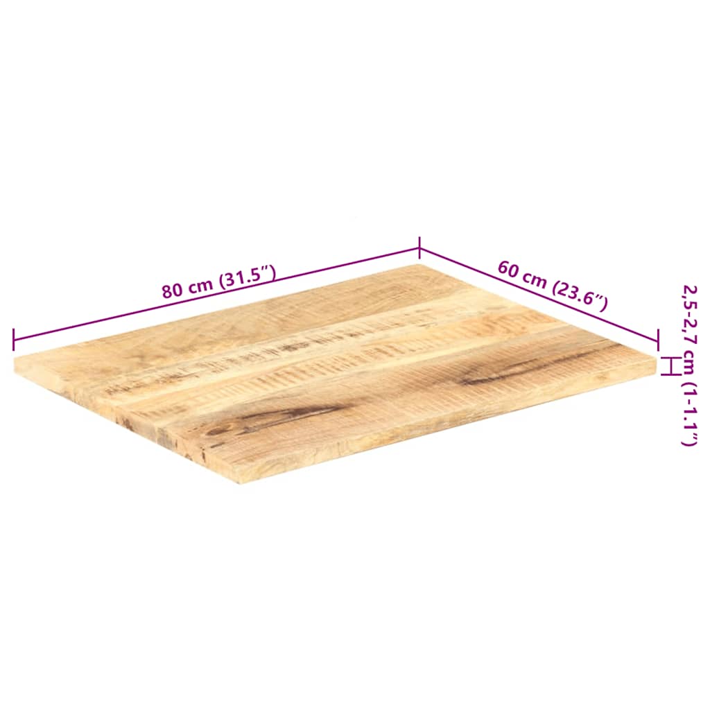 Table Top Solid Wood Mango 25-27 mm 80x60 cm
