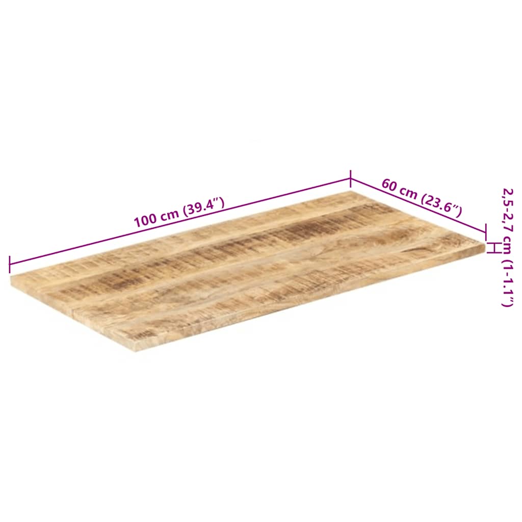 Table Top Solid Wood Mango 25-27 mm 100x60 cm