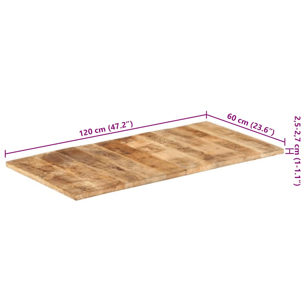 Table Top Solid Mango Wood 25-27 mm 120x60 cm