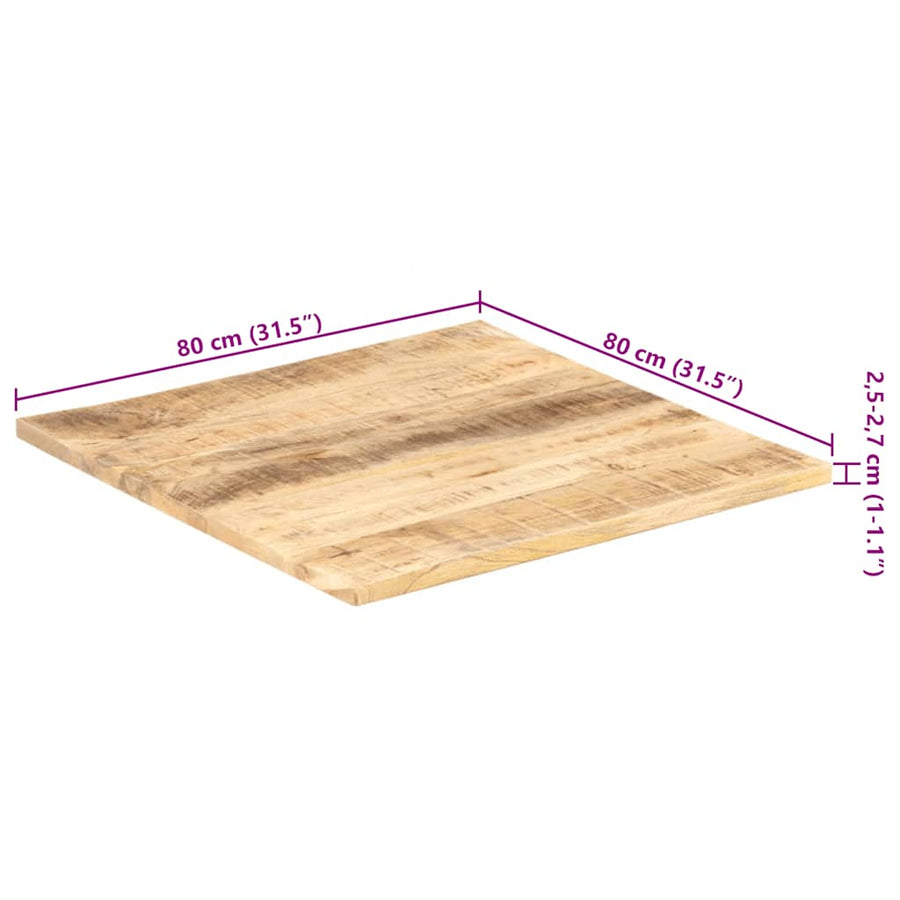 Table Top Solid Wood Mango 25-27 mm 80x80 cm