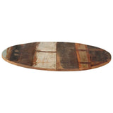 Round Table Top 70 cm 15-16 mm Solid Reclaimed Wood - Front View