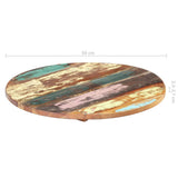 Round Table Top 50 cm 25-27 mm Solid Reclaimed Wood - Rear View
