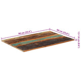 Rectangular Table Top 60x90 cm 15-16 mm Solid Wood Reclaimed